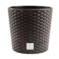 Dekoratív virágcserép, Prosperplast, Rato, rattan utánzat, kerek, sötétbarna, 30x27 cm