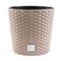 Dekoratív virágcserép, Prosperplast, Rato, rattan utánzat, kerek, barna, 30x27 cm