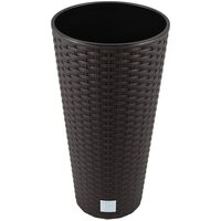 Dekoratív virágcserép, Prosperplast, Rato, rattan utánzat, kerek, magas, barna, 40x76,3 cm