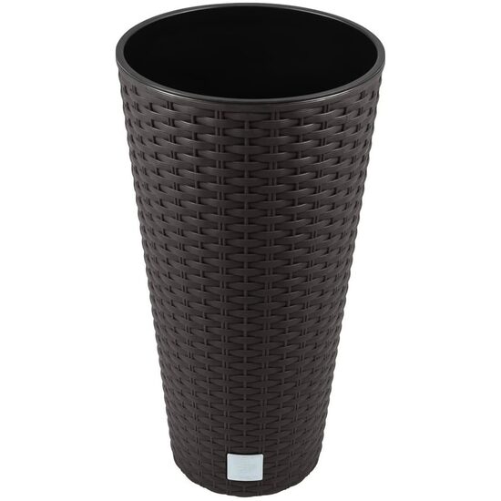 Dekoratív virágcserép, Prosperplast, Rato, rattan utánzat, kerek, magas, barna, 40x76,3 cm