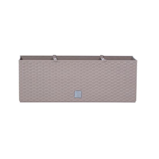 Díszültetőgép, öntözőrendszer, rattan utánzat, barna, 30 L, 60x25x24 cm, Rato Case