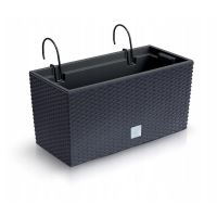 Dekoratív virágtartó, fém tartó, rattan utánzat, antracit, 39,5x18,5x19,5 cm, Rato Case W
