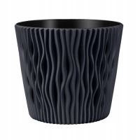 Dekoratív virágcserép, kerek, antracit, 7,9 L, 26,2x22,2 cm, Sandy Round