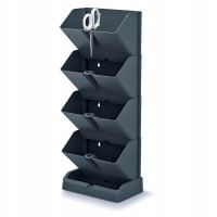 4 db dekoratív virágcserep készlet, moduláris, antracit, 4x1 L, 19,5x11,4x47,5 cm, Mini Cascade