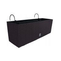 Dekoratív virágtartó, fém tartó, rattan utánzat, barna, 58x18x19,5 cm, Rato Case W