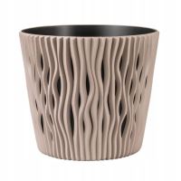 Dekoratív virágcserép, kerek, barna, 7,9 L, 26,2x22,2 cm, Sandy Round