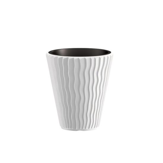 Dekoratív virágcserép, kerek, fehér, 18/37 L, 39x43,6 cm, Sandy