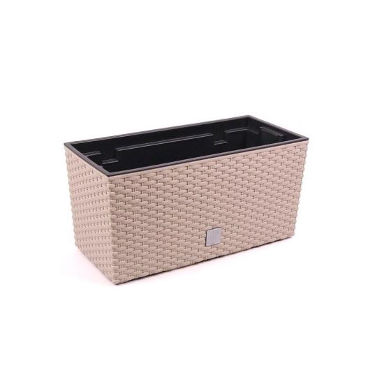 Dekoratív virágtartó, rattan utánzat, barna, 39,5x18,5x19,5 cm, Rato Case