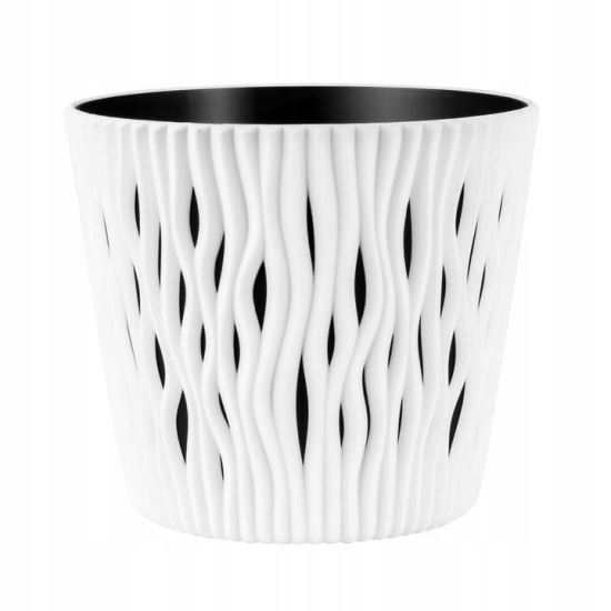 Dekoratív virágcserép, kerek, fehér, 7,9 L, 26,2x22,2 cm, Sandy Round