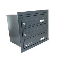 Postaláda, többcsaládos, kerettel / kerettel, antracit, 3 modul, 44x29x39 cm, Damech