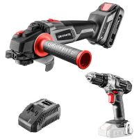 Kefe nélküli sarokcsiszoló (flex), 4 Ah akkumulátorral, 18V Li-ion töltővel, 125 mm + GIFT Fúrógép, Graphite Energy
