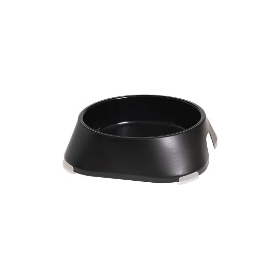 Tál, tál, kutyának, macskának, csúszásgátló tartók, újrahasznosított PET, fekete, M-es méret, 400 ml, 172x172x48 mm