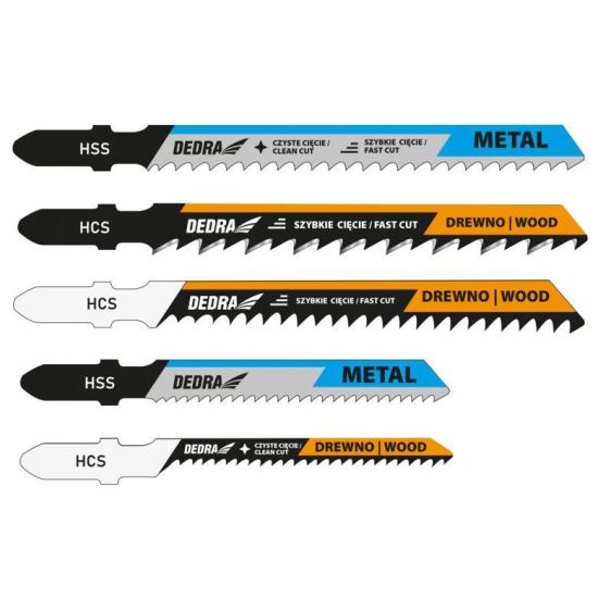 Ingafűrészlap, fához, fémhez, 5 db, HCS és HSS, Dedra