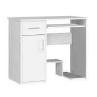 Számítógép asztal, laminált lap, 1 fiók, 3 polc, fehér, 90x50x74 cm, Jay