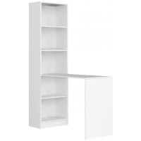 Számítógép asztal könyvtárral, laminált tábla, 5 polc, fehér, 125x50x180 cm, Smart