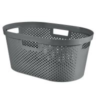 Szennyes kosár 4 füllel, műanyag, antracit, 40 L, 59x39x27 cm, Infinity Recycled, Curver