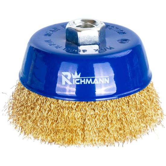 Sárgaréz drótkefe, csésze típusú, M14, 100 mm, Richmann