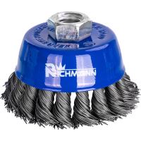 Acél drótkefe, csésze típusú, szálas, M14, 80 mm, Richmann