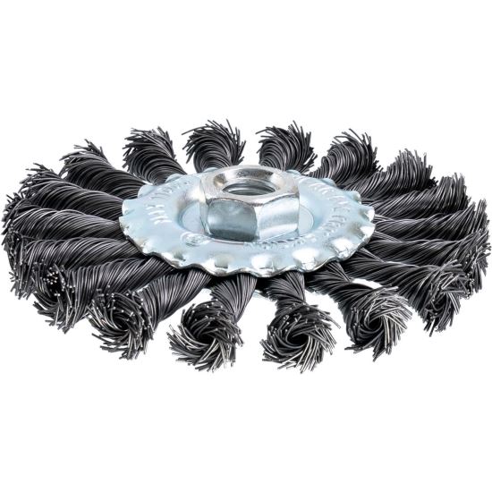 Acél drótkefe, kör alakú, szálas, M14, 115 mm, Richmann