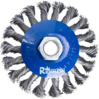 Acél drótkefe, csésze típusú, szálas, M14, 100 mm, Richmann