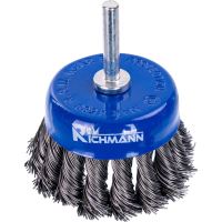 Acél drótkefe, csésze típusú, szálas, rúd, 75 mm, Richmann
