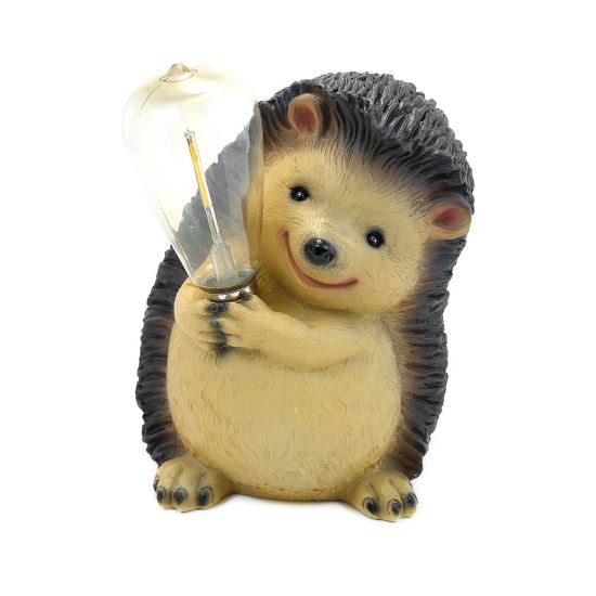 Kerti dekoráció, polirezin, napelemes lámpa, sündisznó izzóval, 17,5x18x23 cm, Strend Pro