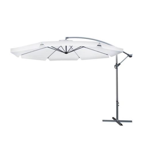 Umbrela gradina/terasa, articulatie tip banana, Malatec, 300 cm, alb (00012164-IS)